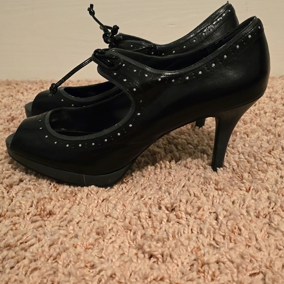 Vintage Nine West Peep Toe Heels Size 8.5 (07gw1) - Picture 3 of 13
